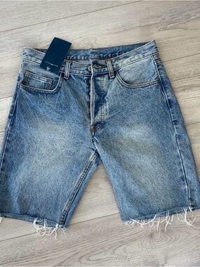 Brandy Melville Light Blue Frayed Hem Denim Shorts